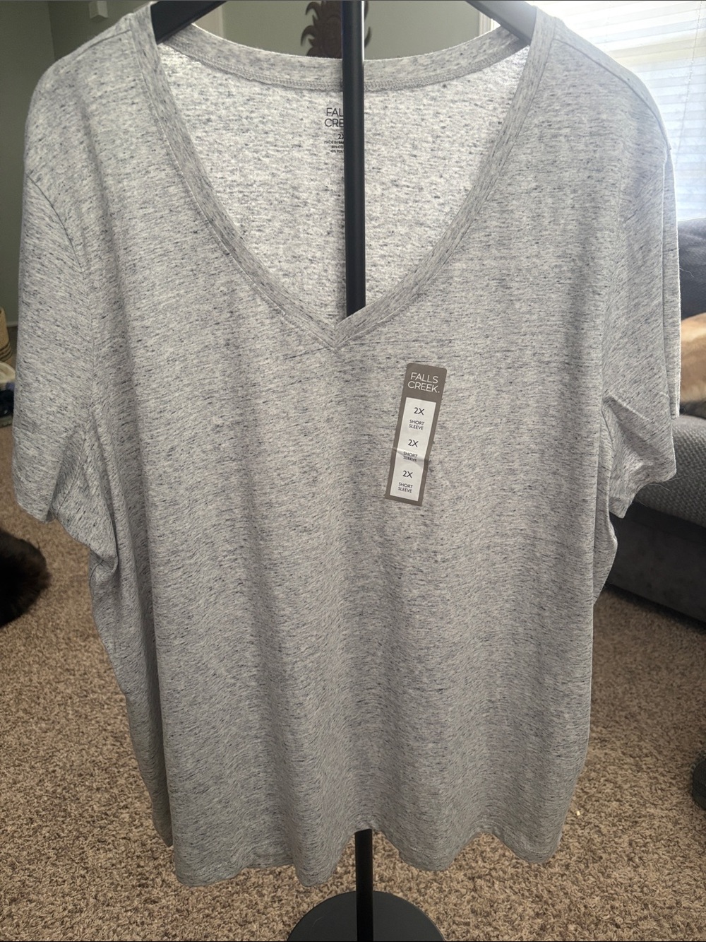 Falls Creek Heather Light Gray V-Neck Short Sleeve Tee